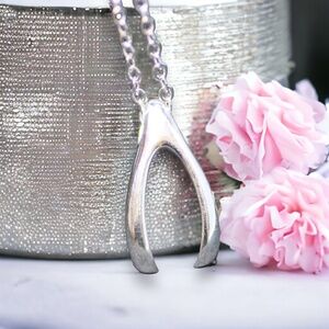 Small Wishbone Good Luck Pendant Sterling Silver 925 made in Canada